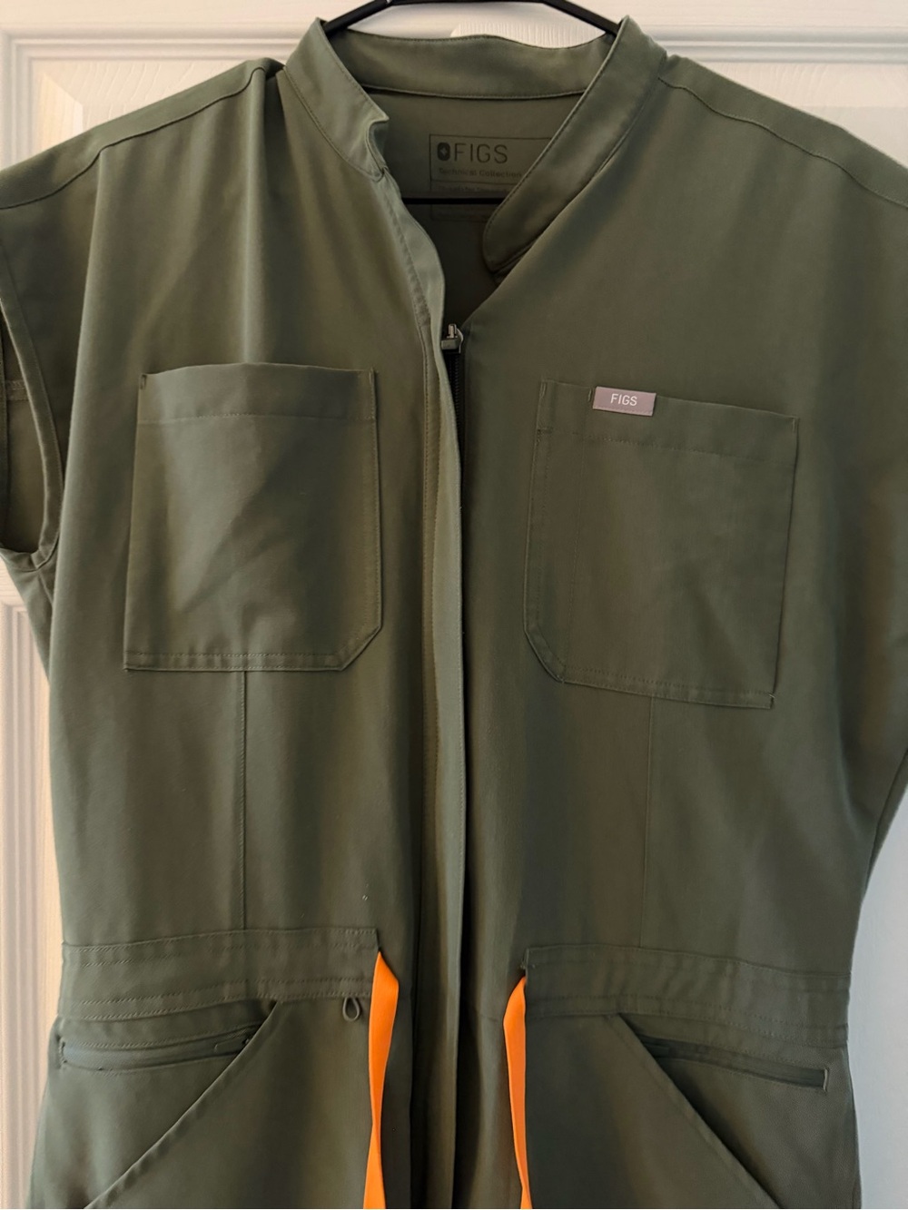 Figs Olive Green Scrub jumpsuit with Purple Accent - Picture 2 of 4